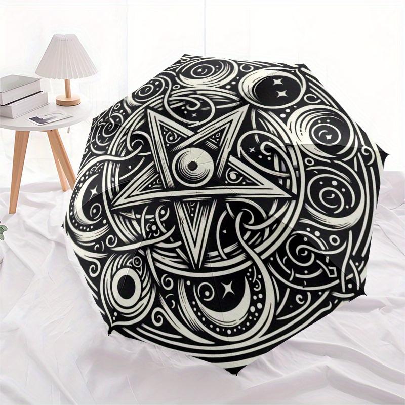 "Enchanted Pentagram: Mystical Symbol Wall Art"Umbrella, Portable 3-Fold Compact Umbrella for Men & Women ES48