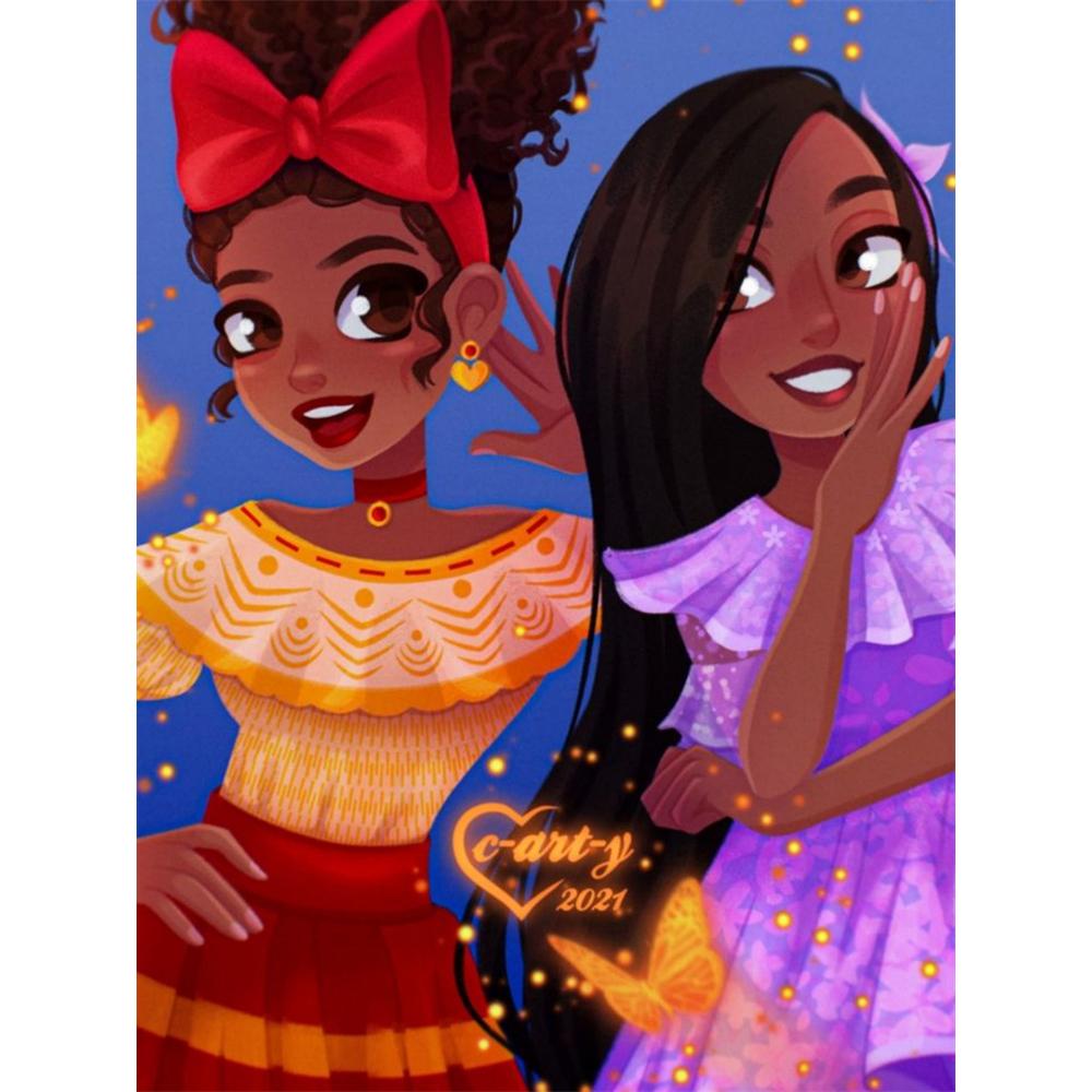 

Disney Diamond Painting Dorothy and Isabella Illustrations From Full House Cartoon Mosaic Diamond Cross Stitch DIY GiftHome Decor Round 20x30cm