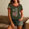 Women's Casual Round Neck Short Sleeve Pullover Printed T-Shirt Top