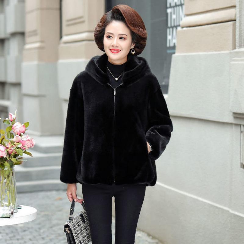Mom's Imitation Mink Velvet Fur Coat Women's Clothing Winter New Loose Imitation Mink Coat Thickened Cotton Clothes
