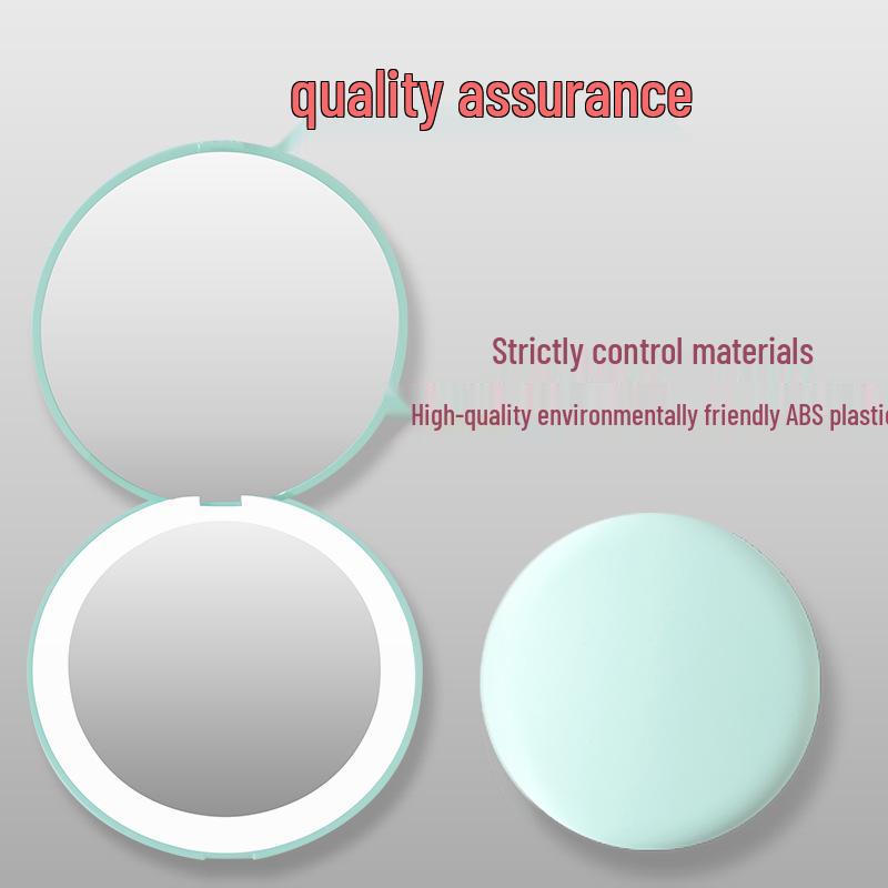 Folding LED Makeup Mirror with Light, Double-Sided, 2X Magnification, Compact and Portable.