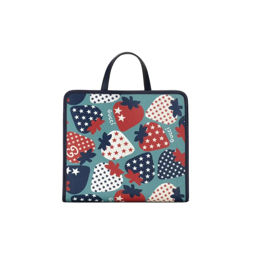 GUCCI Canvas Leather Tote Crossbody Handbag Kids' Blue Red (Unisex) Handbags 630542 UR3DN 4990