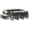 VidaXL Ensemble à manger de jardin 11 pcs coussins noir résine tressée, ensemble à manger d'extérieur, meuble à manger de 3210786