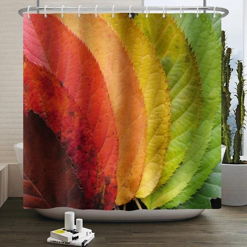 Autumn Shower Curtain, Autumn Maple Leaf Pumpkin Bathroom Decoration, Polyester Fabric Shower Curtain Hook, Room Decoration