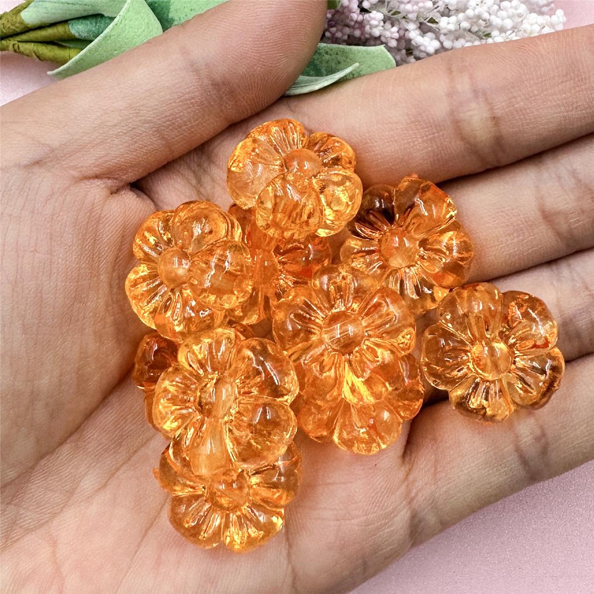 

Серьги-бусины ручной работы, модные, сделай сам, 10 шт., акриловые, хрустальные, с цветком сливы, изготовление ювелирных изделий, 19,3 мм, браслет из материала ручной работы, прозрачные аксессуары оранжевый