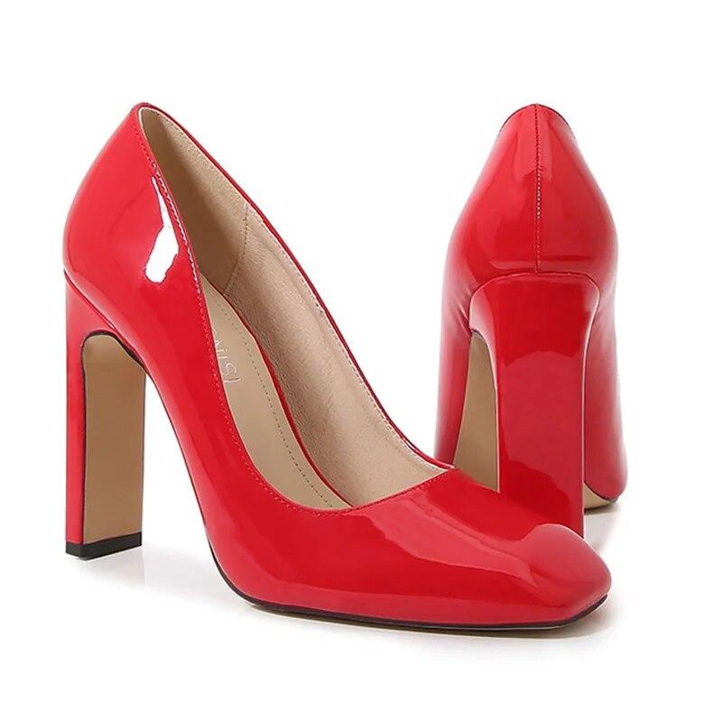 

Женская рабочая обувь на высоком каблуке, офисная мода, свадебные туфли из лакированной кожи на каблуке 7,5 см WZ 46 красный
