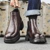 2025 Martin Stiefel Herren Mittelhoch Dicksohlig Retro Handgriff Vielseitige Kurze Chelsea Stiefel Trendige Herrenstiefel 2114-J