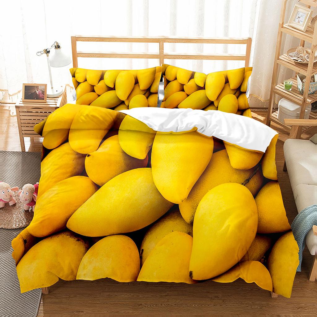Comforter Mango Fresh Fruit Pattern Comforter For Kids Teens Adults Bedding Set King Queen Twin Size With