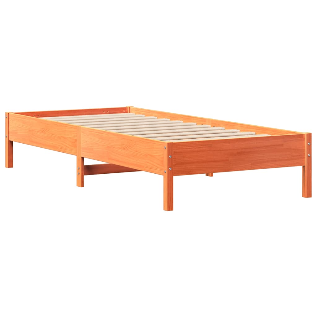 Solid Wood Bed without Mattress Wax Brown 90x200 cm Pine Wood