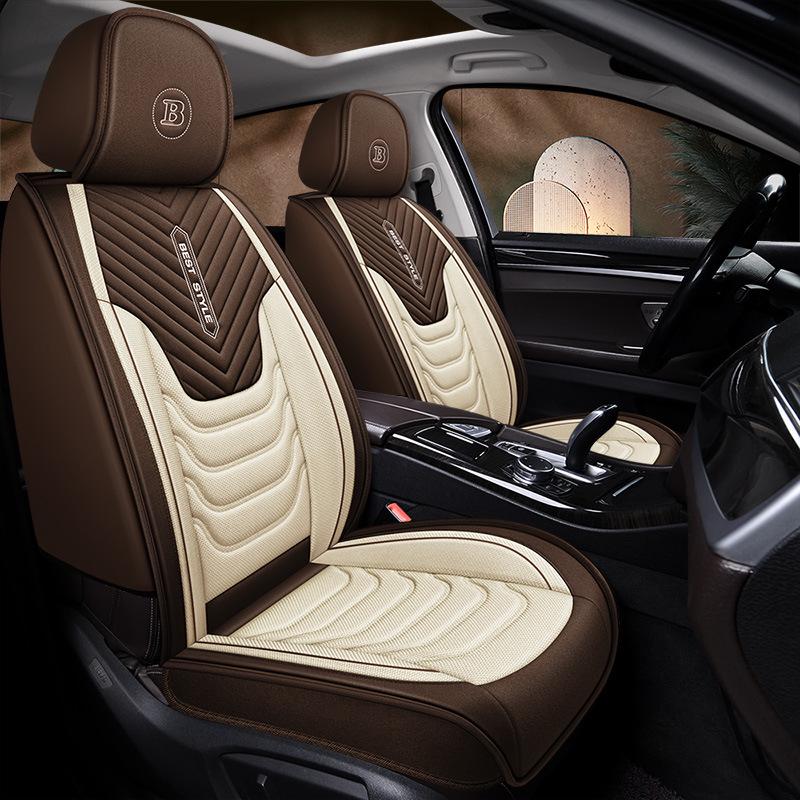 All-Season Linen Car Seat Cushion - Full Coverage & Universal Fit