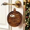 Wooden Christmas Ornaments 3D Light Up Ornament, Layered House Tree Snowman Magnetic Fridge Magnets for Nativity Scene Hanging Decoration Xmas