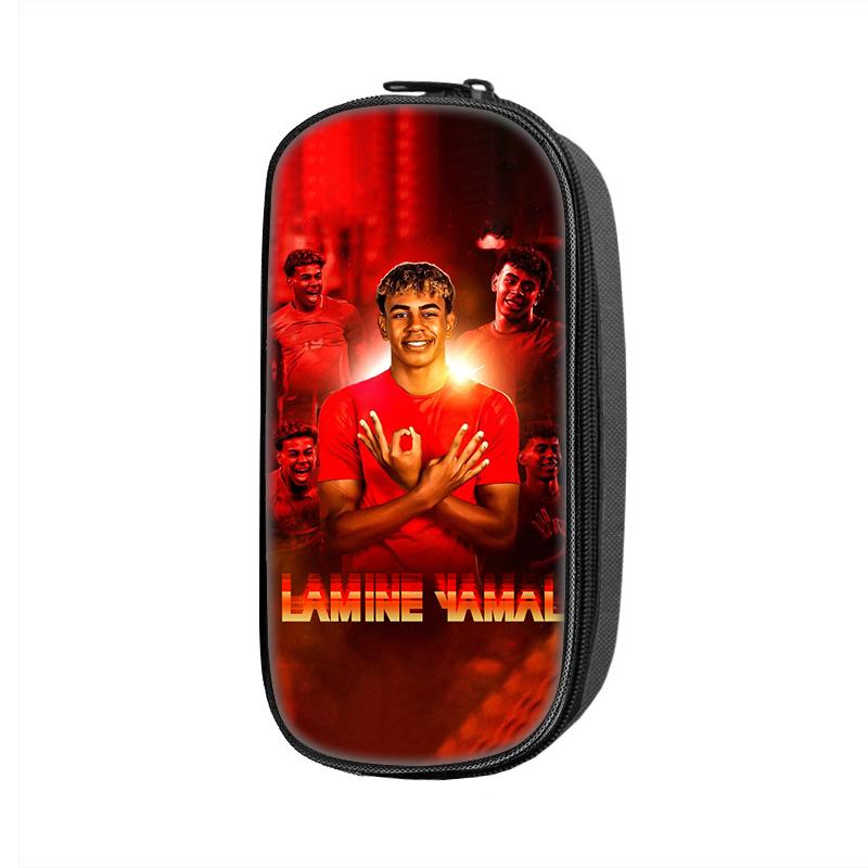 L-Lamin Yamal Pattern Pencil Case Makeup Bag Football Star Pen Bag Student Big Capacity School Supplies Zipper Pencil Pouch