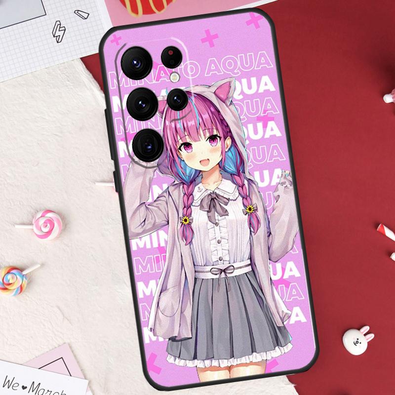 

Minato Aqua Hololive Case For Samsung Galaxy S26 Ultra S23 S22 S21 S20 S24 S25 Ultra S10 Plus S25 FE Cover Shell Galaxy S25