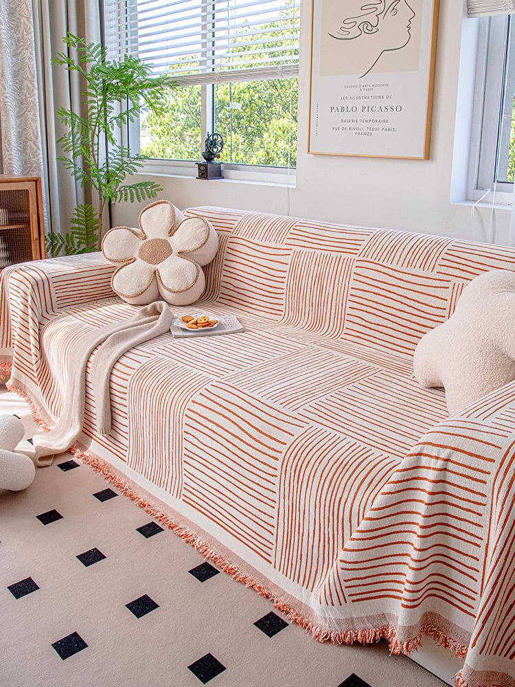 

Скандинавское одеяло с кисточками, полный четырехсезонный хлопковый чехол для дивана, полотенце, защита от пыли и царапин, чехлы для дивана, одеяло, ковер 180x130cm