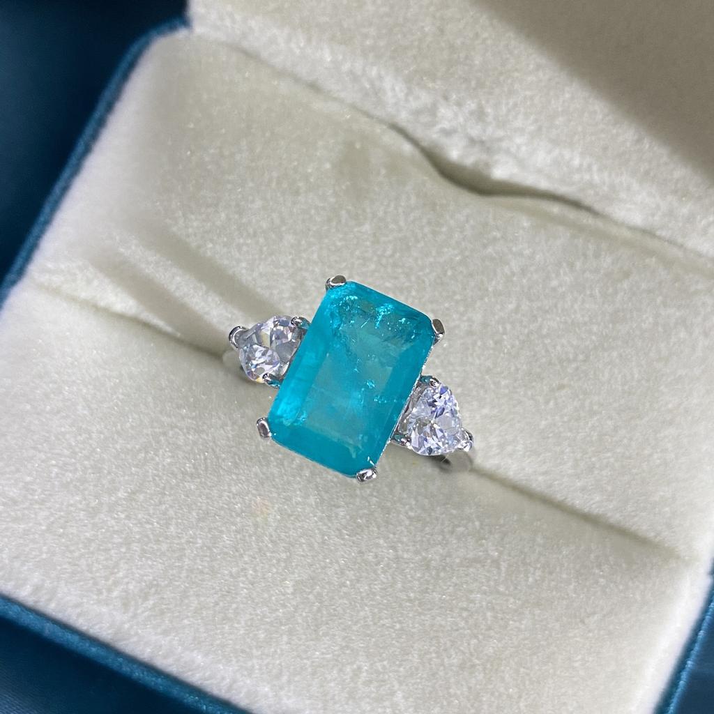 Tancise Jewelry Synthetic 8 * 12 Palaiba S925 Sterling Silver Ring