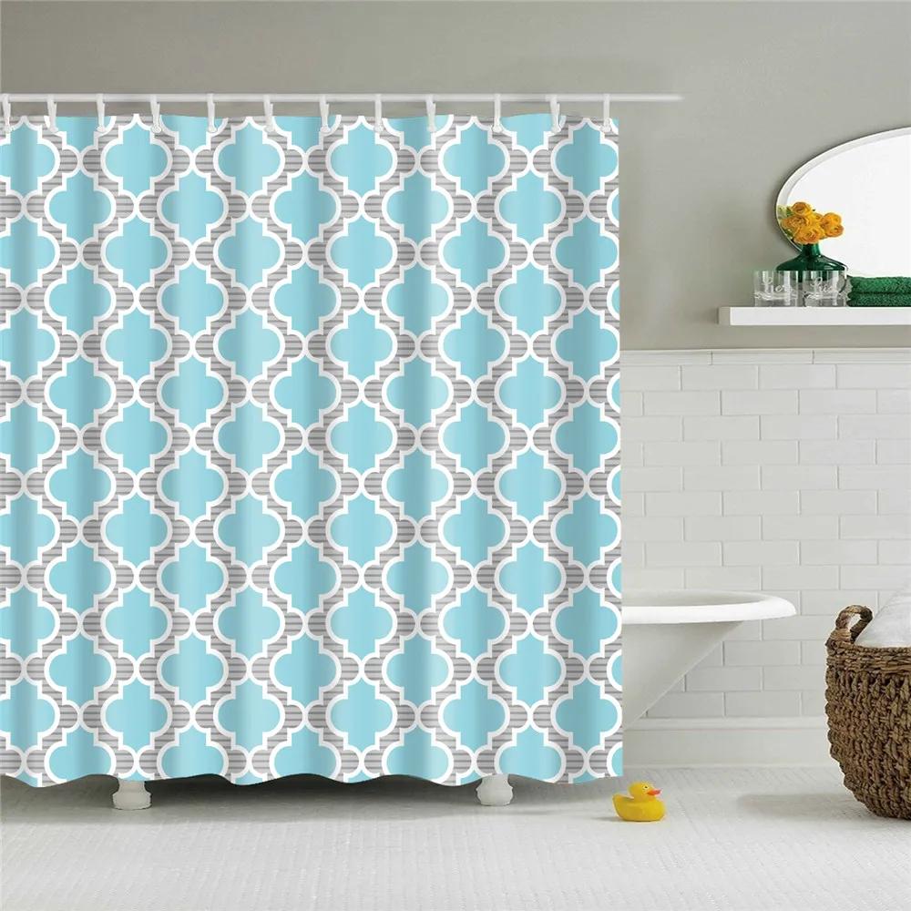 Wooden Door Shower Curtains Bathroom Curtain Stripes Letters Printed Waterproof Bath Screen Curtain for Home Decor with Hooks