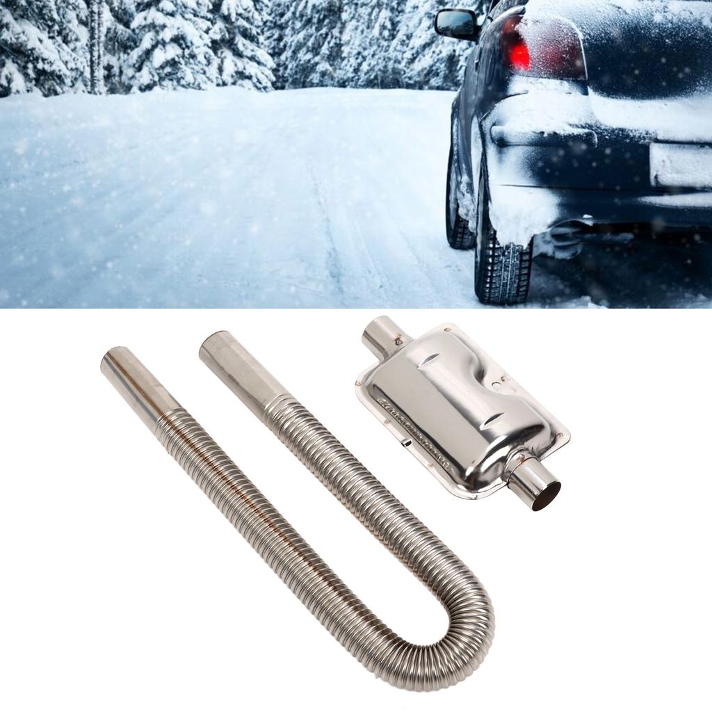 Parking   Heater Exhaust Pipe with Muffler Stainless Steel Fuel     Gas Vent Hose 2.5cm Inner Diameter