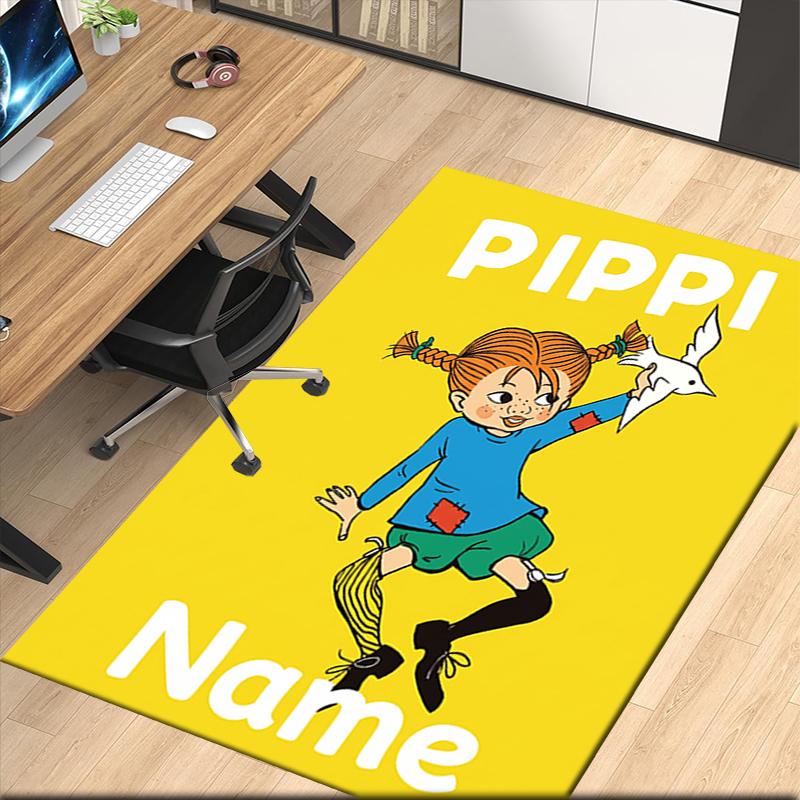 Custom Name Pippi Printed Carpet Rug For Office Chair Living Room Bedroom Kitchen Room Decor Gifts