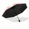 1pc Gingham Fabric Automatic Umbrella - Auto Open/Close Folding Umbrella with Reinforced 8-Rib Frame, Portable 3-Fold Compact Umbrella, Christmas