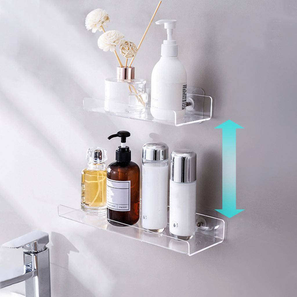 Acrylic Bathroom Shelves Wall Mounted Shower Shelve No Drilling Adhesive Thick Clear Storage & Display Shelves, Bathroom