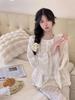 1011 New Pajamas Korean Version Autumn and Winter Diamond Velvet Two-piece Set Sweet Princess Style Lace Outer Loungewear Set