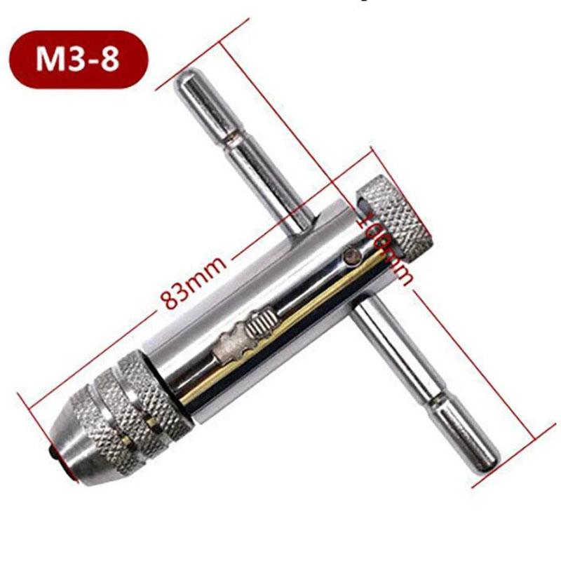 

Регулируемый гаечный ключ с храповым механизмом M3-8 M5-12 с Т-образной рукояткой, держатель метчика, наружная резьба, метрический инструмент для пробок, ручной инструмент M3-8