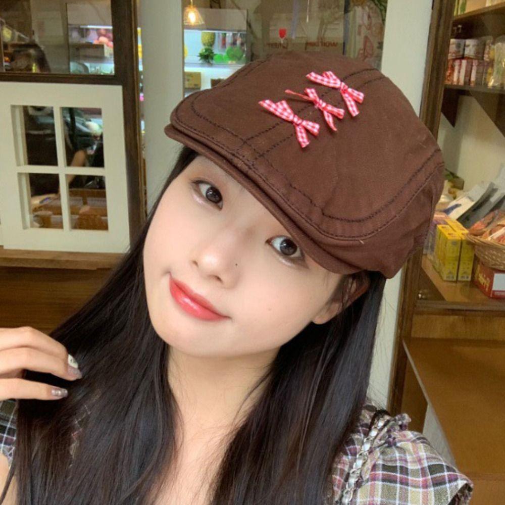 

Lattice Women Painter Hat Solid Female Artist Hat Fashion Retro Beret Students