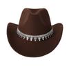Sparkling Western Cowboy Hat Rhinestone Decoration Top Hat Elegant Felt Fedora Hat  Women