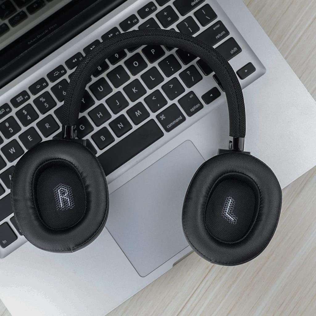 SOULWIT Replacement Ear Pads for JBL E55BT Wireless Headphones, Protein Leather and High-Density Foam, Black