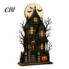 Vintage Haunted House Tiered Tray Decor Farmhouse Halloween Wooden Tabletop Decorations, Table Topper Signs, Spooky Decorative Storage Accessories