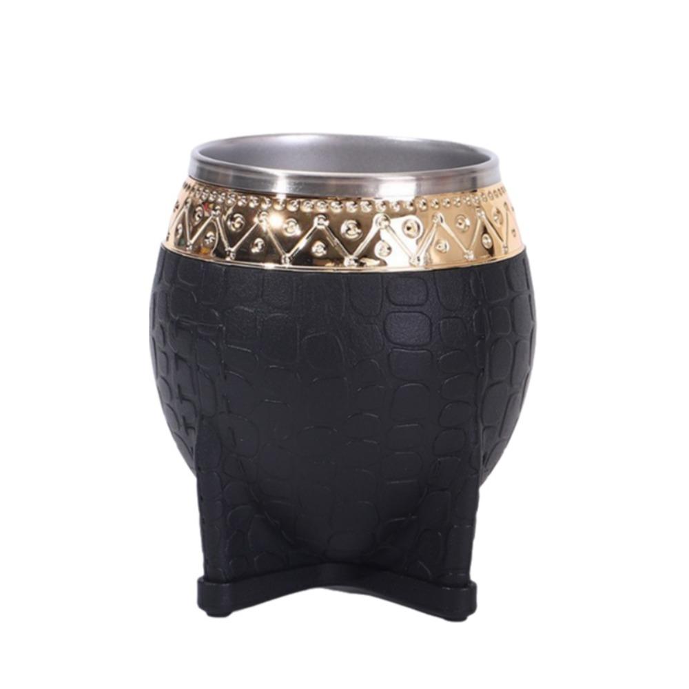 Durable 180 ML Stainless Steel Double Wall Cup Flat Bottomed Rust-proof Mate Cup Tortoiseshell Pattern Eggshell Cup Office