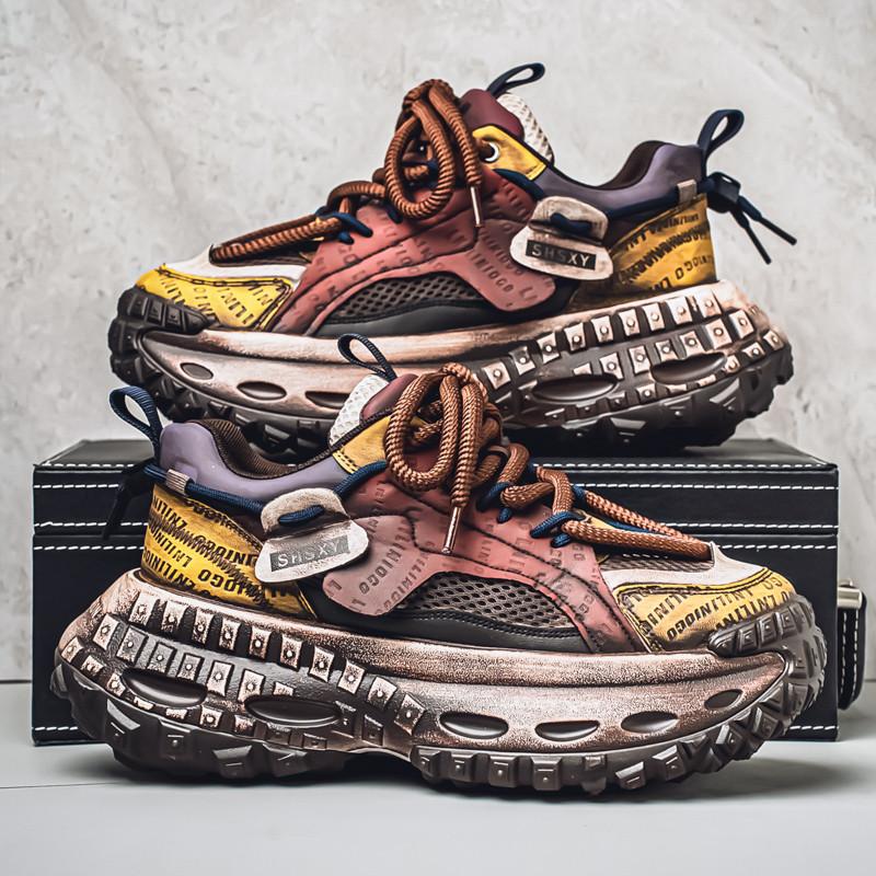 

Мужские трендовые кроссовки Clunky для активного отдыха, нескользящие, дышащие, повседневные, спортивные кроссовки, удобная рабочая обувь 44 хаки