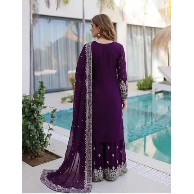 Salwar Kameez Indien Bollywood Tenue de Soirée Haut Sharara Costume Pakistanais Robe de l'Aïd
