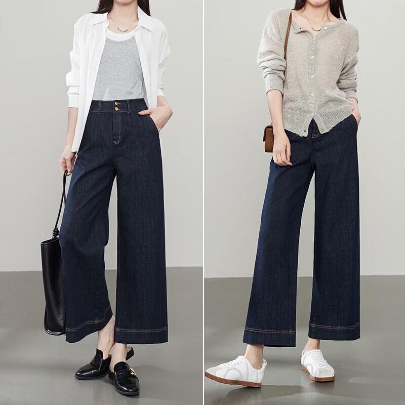 ESE-Y Women's Non-Fade Straight-Leg Cropped Denim Jeans