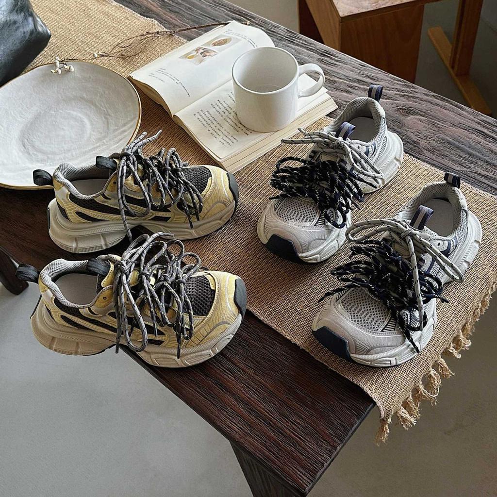 Leather thick-soled heightening dad shoes for women's 2025 autumn new strap design breathable versatile casual sports shoes