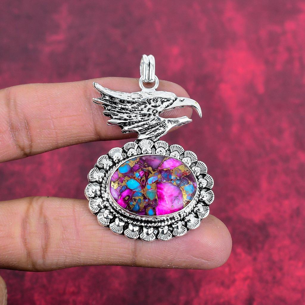 Pink Spiny Oyster Pendant, 925 Solid Sterling Silver Gemstone Jewelry, Handmade Pendant, For Thanksgiving