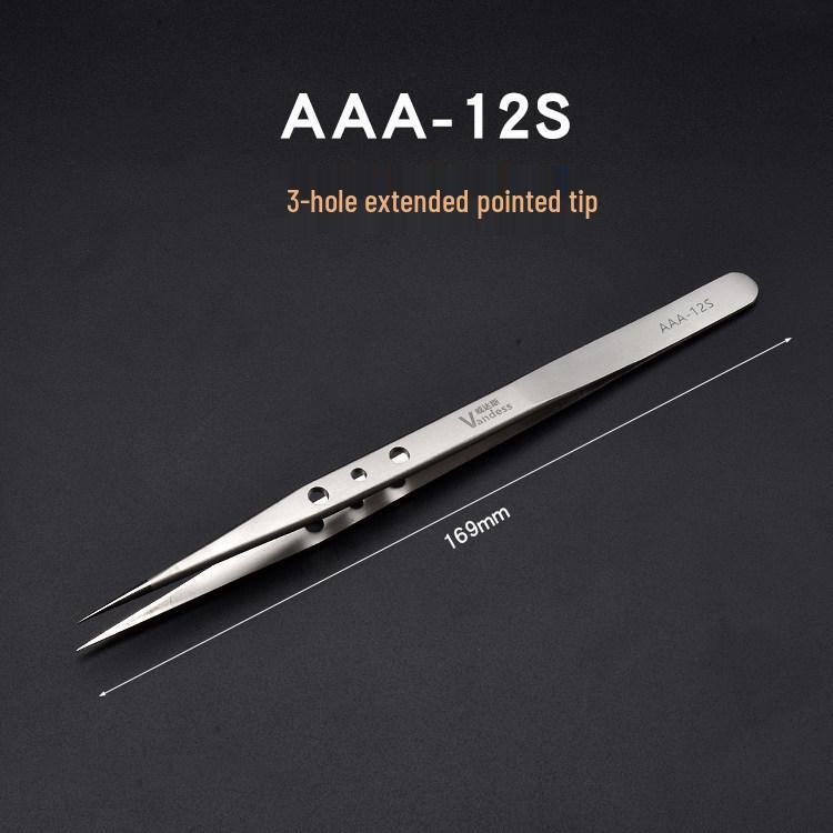 High-grade Stainless Steel Heat-Dissipating Tweezers with Holes for Circuit Board and Hair Nest Repairs