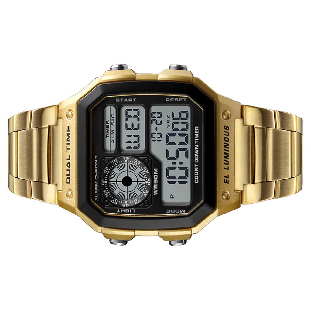   Sport Stainless Steel Men    Water-resistant Digital Backlight Man Wristwatch Male Relogio Musculino Chronograph