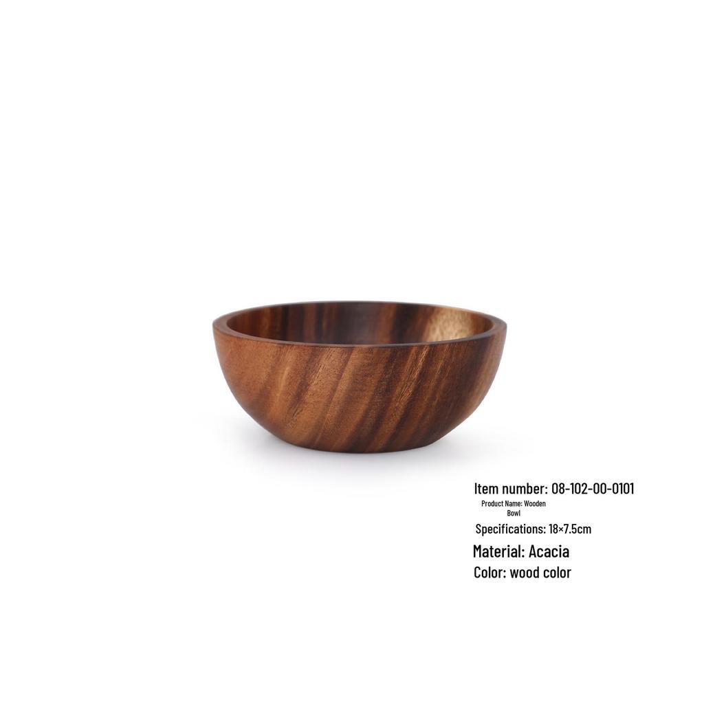 YFJY Acacia Wood Bowl Set - Japanese Style, Moisture-Proof Wooden Bowls and Plates for the Home.