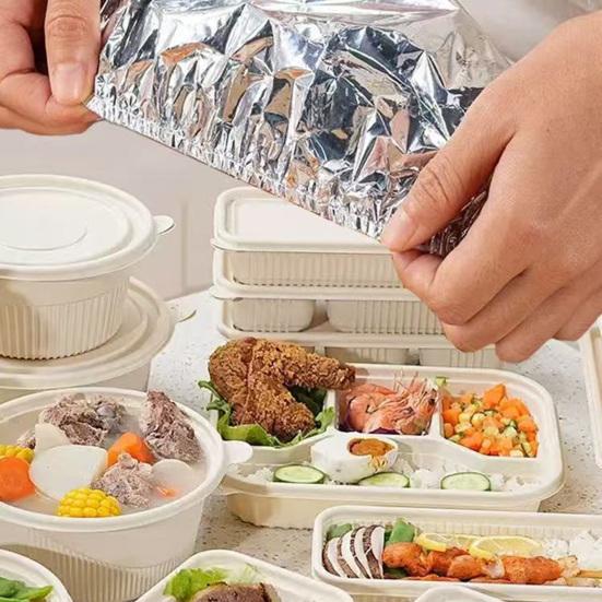2 Pack Aluminum Foil Film Insulation Cover for Bowls & Plates Elastic Insulation Lid Easy Clean Reusable Kitchen Aid