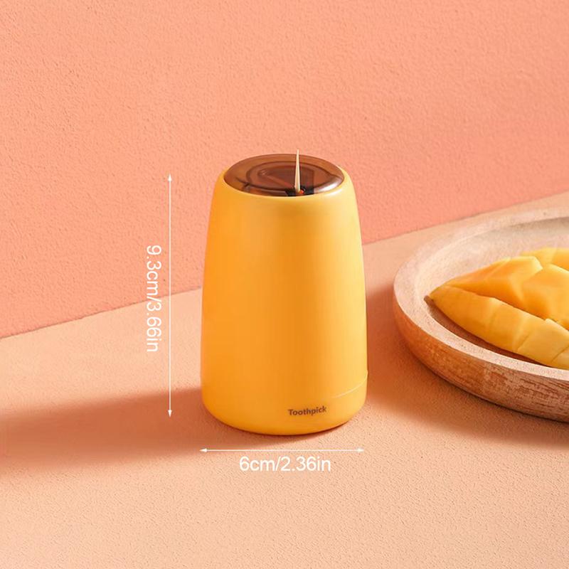 Kreativer Automatischer Zahnstocherhalter Behälter Haushaltstisch Zahnstocherbox Kunststoff Drucktyp Rund Aufbewahrung Zahnstocherspender