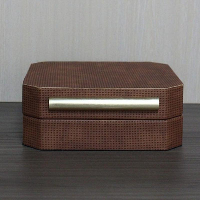 

Leather Jewelry Box Ring Bracelet Storage Boxes Luxury Women Jewelry Organizer Box New Chinese Style Room Decoration Boxes Small-180x190x75mm коричневый