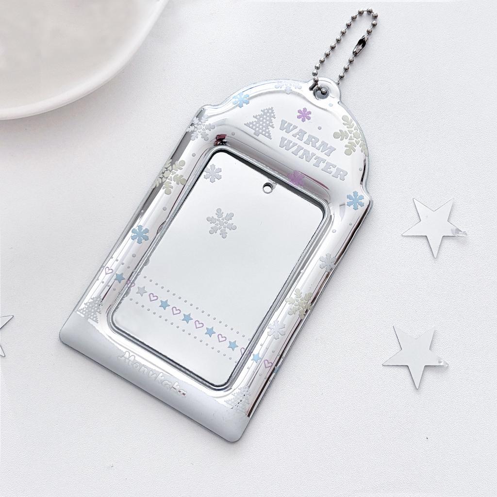 Photo Card Storage Sleeve Metallic Card Protector Silver Snowflake Card Holder Dust-Resistant For K-Pop Merchandise Fans
