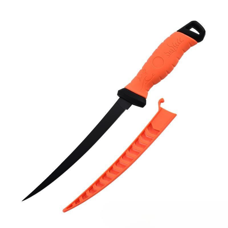 Non-slip Fish Scale Scraper Stainless Steel Fish Fillet Cutting Knife Rubber Handle Multifunctional Fishing Knife Fishing Tool Fishing Gear