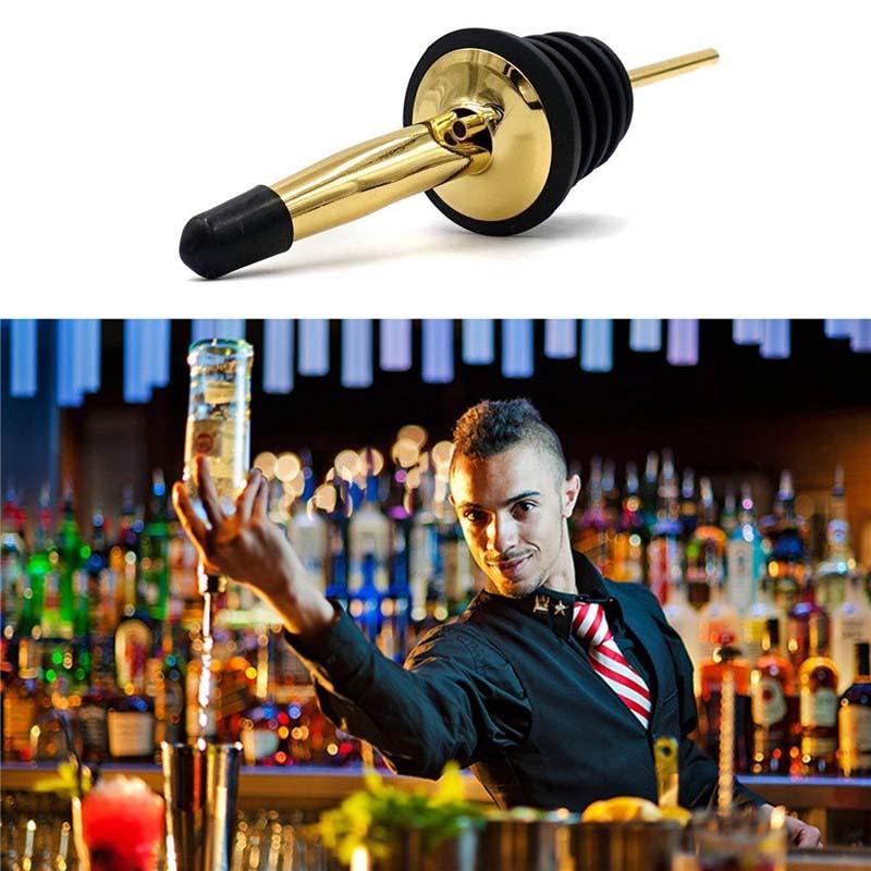 Gold Stainless Steel Wine Pourers Liquor High Quality Liquor Pour Spouts with Cap Covers Leakproof Design for Bars, Clubs