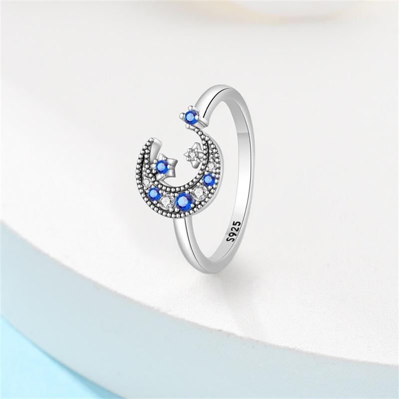 925 Silver Women Rings Sparking Zircon Sunflower Star Moon Open Ring For Engagement Jewelry Anniversary Gifts