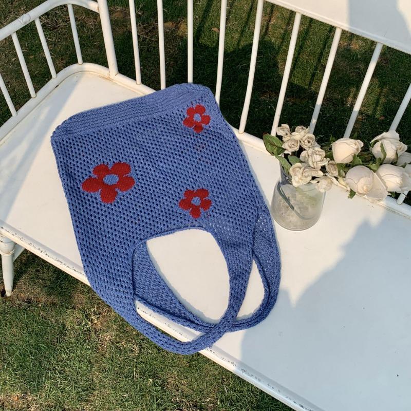 Knit Bag Summer All-in-one Large Capacity Shopping Bag Simple Woven Bag Mesh Hollowed Out Women's Shoulder Bag