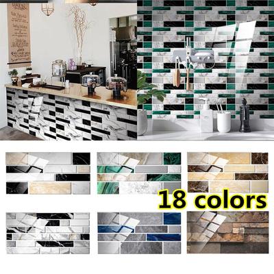 12/24/48pcs 3D Marble Crystal Self-adhesive Wall Sticker Mosaic Wallpaper Kitchen Oil Sticker Bathroom Tile Wall Stickers Waterproof