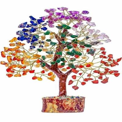 7-Chakra-Kristallbaum für Energie, positive Kristalle, Heilsteine, Feng Shui, Sieben-Chakra-Lebensbaum, Heimdekoration, 300 Perlen