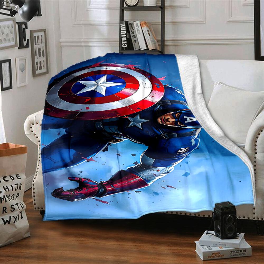 1Pc Captain America Shield Flannel Blanket, Soft And Comfortable, Casual Warm, Camping Travel, Christmas, Halloween Xmas Gift S1885